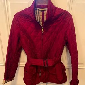 Burberry Red quilted belted jacket XS/0